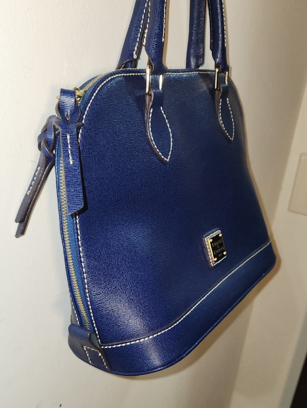 Dooney & Bourke Navy Blue Saffiano Leather Dome Satchel Crossbody Purse - Picture 8 of 8